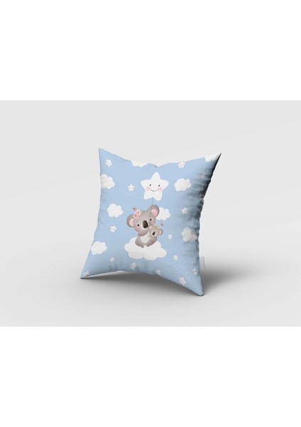 Bebek Koalalar, Mavi, Beyaz, Ithal Kumaş, Çocuk ve Bebek Odası Fon Perde - 1 Kanat fırsatları