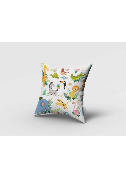 Safari Hayvanları Aslan, Fil, Sarı, Mavi, Ithal Kumaş, Çocuk ve Bebek Odası Fon Perde - 1 Kanat fırsatları