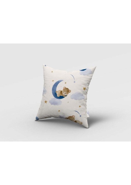 Uyuyan Ayı, Mavi, Beyaz, Ithal Kumaş, Çocuk ve Bebek Odası Fon Perde - 1 Kanat fırsatları