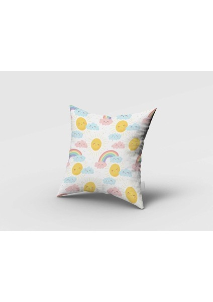 Gülen Bulut ve Güneş, Beyaz, Sarı, Ithal Kumaş, Çocuk ve Bebek Odası Fon Perde - 1 Kanat fırsatları