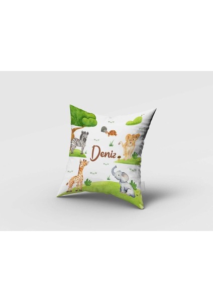 Orman Hayvanları, Renkli, Beyaz, Yeşil, Ithal Kumaş, Çocuk ve Bebek Odası Fon Perde - 1 Kanat fırsatları