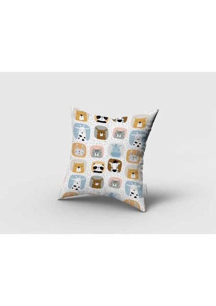 Sevimli Safari Hayvanları,beyaz, Mavi, Ithal Kumaş, Çocuk ve Bebek Odası Fon Perde - 1 Kanat fırsatları