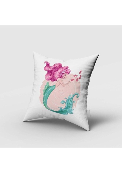 Sevimli Prenses Deniz Kızı, Beyaz, Pembe, Ithal Kumaş, Çocuk ve Bebek Odası Fon Perde - 1 Kanat fırsatları