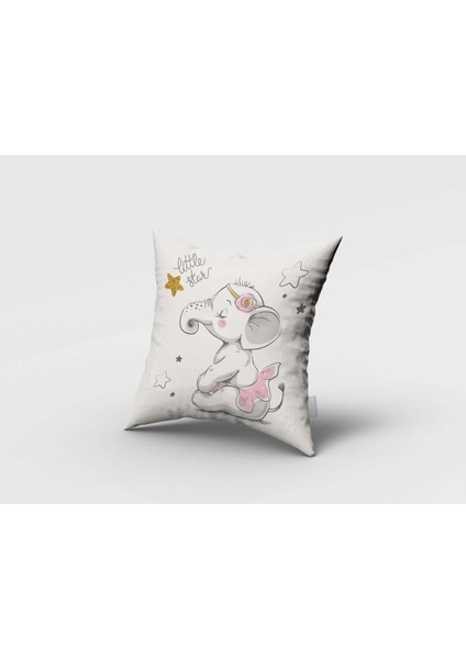 Yıldız, Fil, Beyaz, Gri, Ithal Kumaş,çocuk ve Bebek Odası Fon Perde - 1 Kanat fırsatları