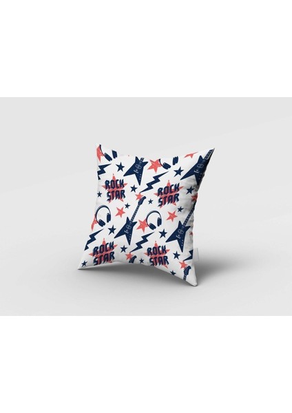 Rockstar, Beyaz, Mavi, Ithal Kumaş, Çocuk ve Bebek Odası Fon Perde - 1 Kanat fırsatları