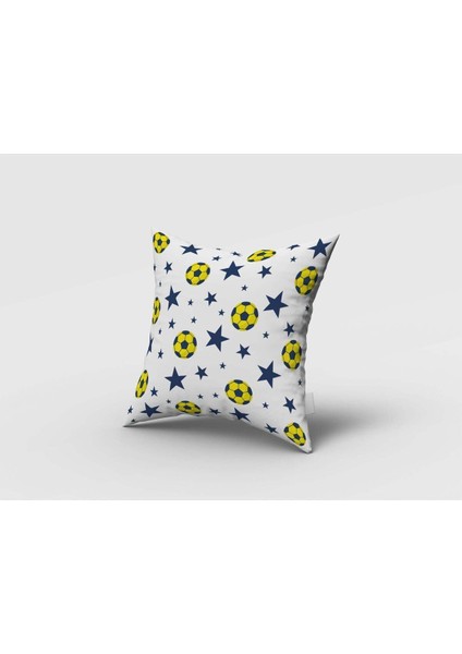 Sarı Lacivert, Futbol Topu, Beyaz, Ithal Kumaş, Çocuk Odası, Bebek Odası Fon Perde - 1 Kanat fırsatları