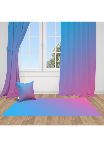 Mavi ve Mor Geçiş, Ithal Kumaş, Çocuk ve Bebek Odası Fon Perde - 1 Kanat