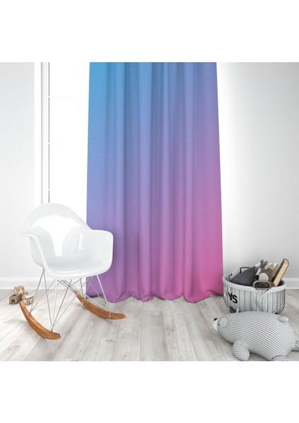 Mavi ve Mor Geçiş, Ithal Kumaş, Çocuk ve Bebek Odası Fon Perde - 1 Kanat modelleri