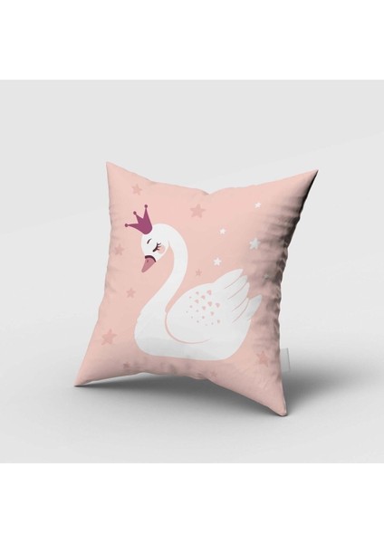 Kuğu, Pembe, Beyaz, Ithal Kumaş, Çocuk ve Bebek Odası Fon Perde -1 Kanat modelleri