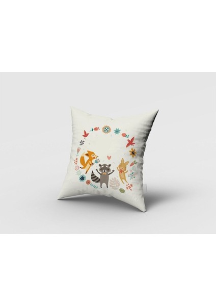 Efektli, Safari Hayvanları Rakun, Krem, Ithal Kumaş, Çocuk ve Bebek Odası Fon Perde - 1 Kanat fırsatları