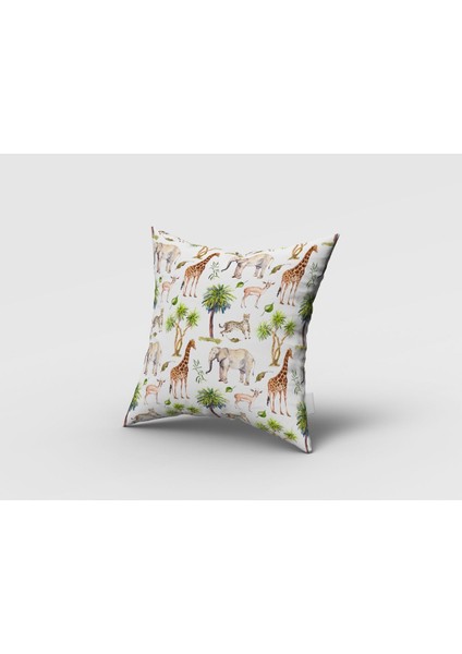 Tropikal Orman Hayvanları, Ithal Kumaş,yeşil, Kahverengi, Çocuk ve Bebek Odası Fon Perde - 1 Kanat modelleri