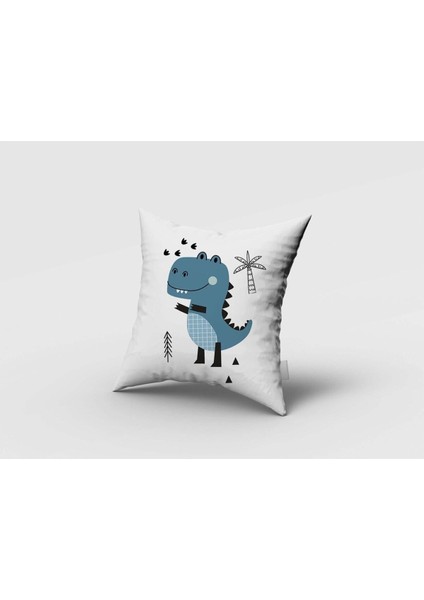 Mavi Dinazor, Beyaz, Mavi, Ithal Kumaş, Çocuk ve Bebek Odası Fon Perde - 1 Kanat fırsatları