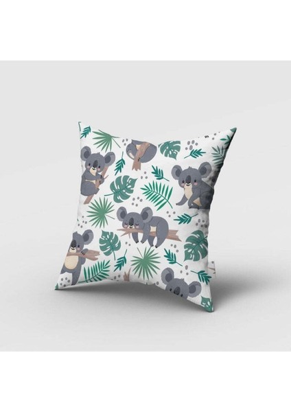 Sevimli Bebek Koala, Yeşil, Gri, Ithal Kumaş, Çocuk ve Bebek Odası Fon Perde - 1 Kanat fırsatları