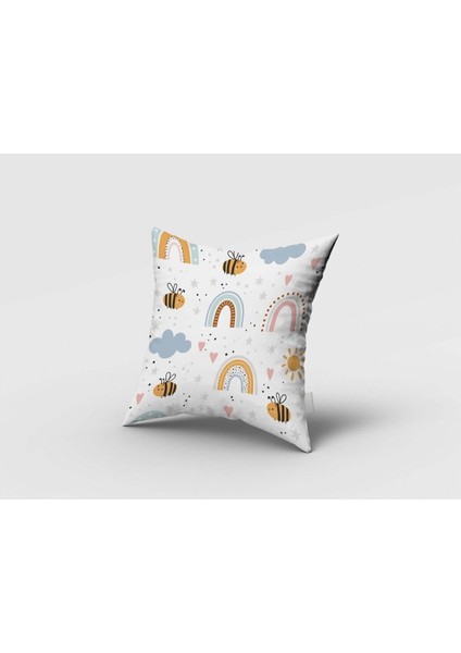 Şirin Arı, Beyaz, Sarı, Mavi, Ithal Kumaş, Çocuk ve Bebek Odası Fon Perde - 1 Kanat fırsatları