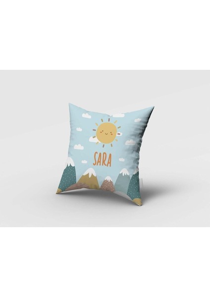 Dağlar, Güneş, Bulut, Mavi, Sarı, Ithal Kumaş, Çocuk ve Bebek Odası Fon Perde - 1 Kanat fırsatları