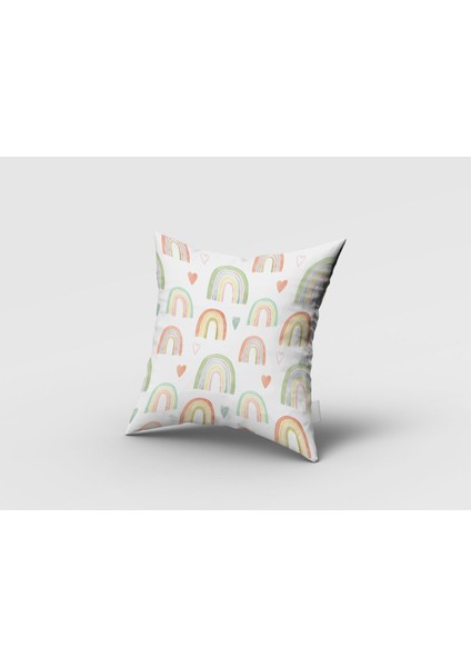 Gökkuşağı ve Kalpler, Sarı, Gri, Yeşil, Ithal Kumaş, Çocuk Odası, Bebek Odası Fon Perde - 1 Kanat fırsatları