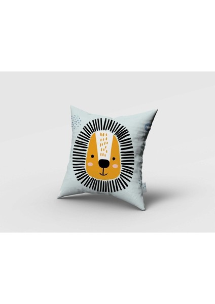 Safari Hayvanları, Aslan, Zürafa, Yeşil, Sarı, Ithal Kumaş, Çocuk ve Bebek Odası Fon Perde - 1 Kanat fırsatları