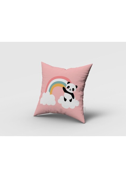 Gökkuşağı ve Panda, Pembe, Ithal Kumaş, Çocuk ve Bebek Odası Fon Perde - 1 Kanat modelleri