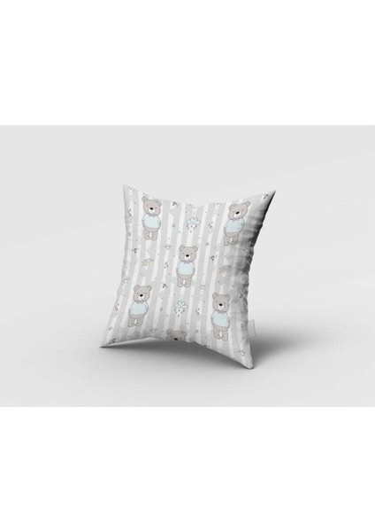 Iskandinav Stili, Gri, Mavi, Ayılar, Ithal Kumaş, Çocuk ve Bebek Odası Fon Perde - 1 Kanat fırsatları