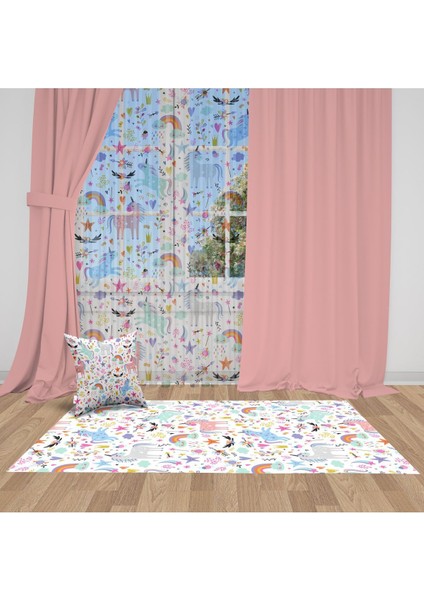 Pembe, Ithal Kumaş, Çocuk ve Bebek Odası Fon Perde - 1 Kanat