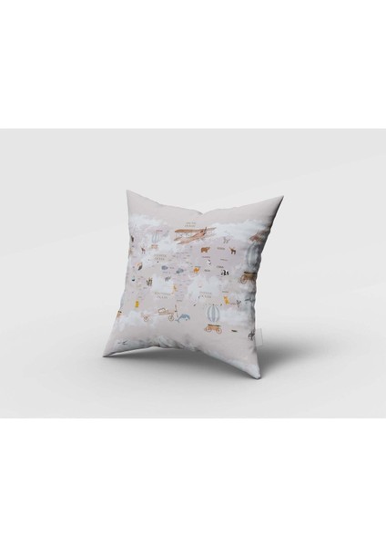 Atlas, Dünya Haritası, Gri, Kahverengi, Ithal Kumaş, Çocuk ve Bebek Odası Fon Perde - 1 Kanat fırsatları