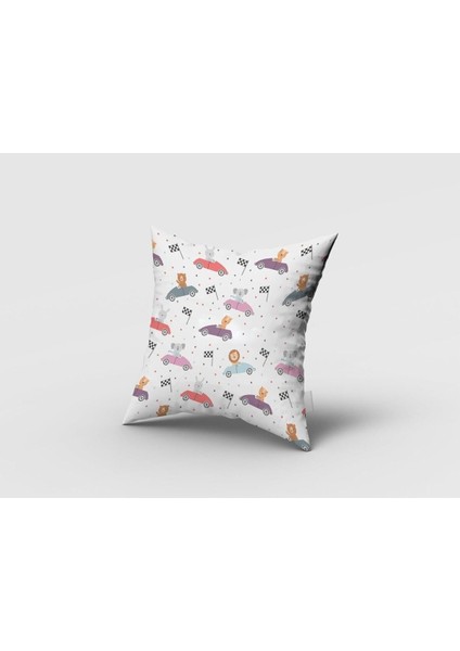 Renkli Yarış Arabaları, Beyaz, Ithal Kumaş, Çocuk ve Bebek Odası Fon Perde - 1 Kanat fırsatları