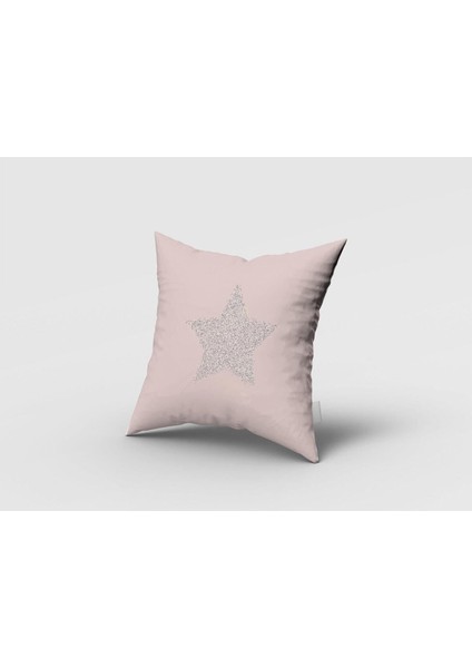 Parlayan Altın Yıldız, Pembe, Gri, Ithal Kumaş, Çocuk ve Bebek Odası Fon Perde - 1 Kanat fırsatları