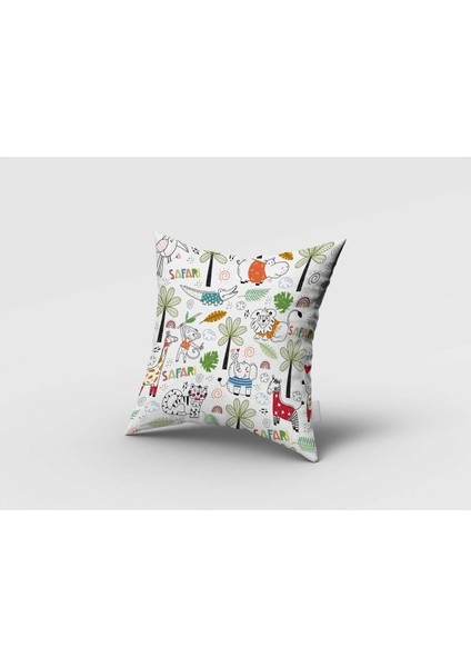 Iskandinav Stili, Hayvanlar, Beyaz, Yeşil, Çocuk ve Bebek Odası Fon Perde - 1 Kanat fırsatları