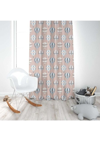 Soft Uçan Balonlar, Soft Pembe, Ithal Kumaş, Çocuk ve Bebek Odası Fon Perde - 1 Kanat modelleri