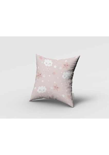 Gülen Bulutlar ve Yıldızlar, Gri, Ithal Kumaş, Çocuk ve Bebek Odası Fon Perde - 1 Kanat fırsatları