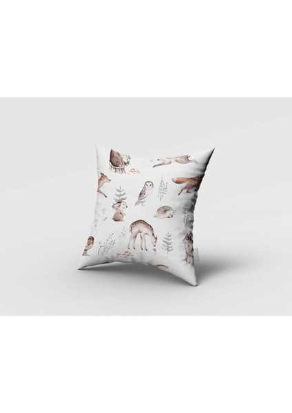 Orman Hayvanları, Ceylan, Tavşan, Beyaz, Ithal Kumaş, Çocuk ve Bebek Odası Fon Perde - 1 Kanat fırsatları