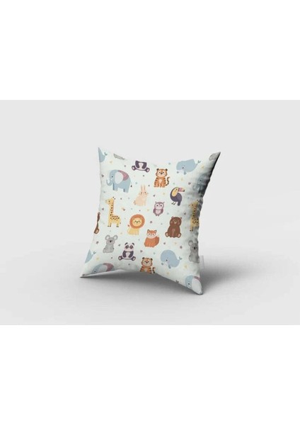 Safari Orman Hayvanları, Beyaz, Sarı, Ithal Kumaş, Çocuk ve Bebek Odası Fon Perde - 1 Kanat fırsatları