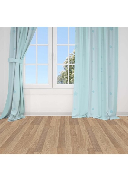 Mint Yeşili, Yıldızlı, Ithal Kumaş, Çocuk ve Bebek Odası Fon Perde - 1 Kanat