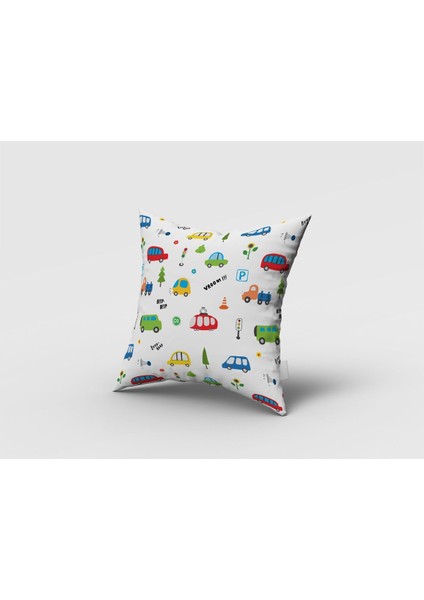 Beyaz, Renkli Arabalar, Ithal Kumaş, Çocuk ve Bebek Odası Fon Perde - 1 Kanat fırsatları