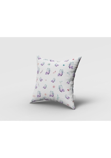 Mor Kelebekler, Beyaz, Ithal Kumaş, Çocuk ve Bebek Odası Fon Perde - 1 Kanat fırsatları