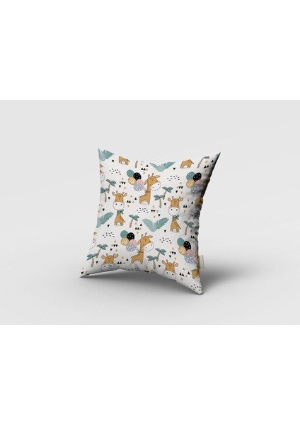 Sevimli Zürafalar, Beyaz, Turuncu, Ithal Kumaş, Çocuk ve Bebek Odası Fon Perde - 1 Kanat fırsatları