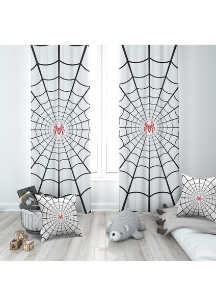 Spider, Örümcek Ağı, Ithal Kumaş, Çocuk ve Bebek Odası Fon Perde - 1 Kanat