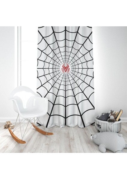 Spider, Örümcek Ağı, Ithal Kumaş, Çocuk ve Bebek Odası Fon Perde - 1 Kanat modelleri