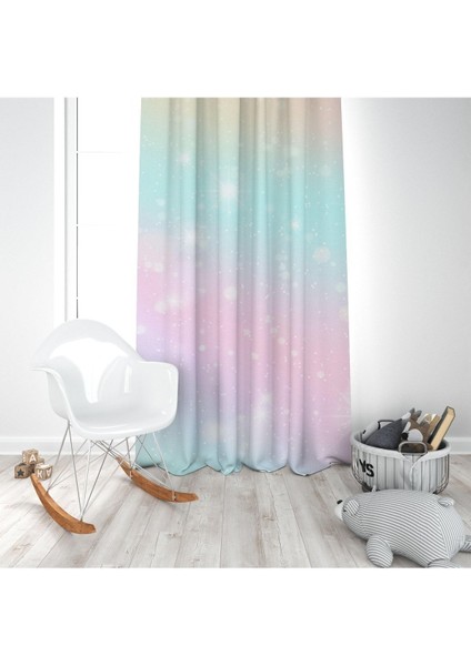 Soft Geçiş Renkli, Pembe, Yeşil, Ithal Kumaş, Çocuk ve Bebek Odası Fon Perde - 1 Kanat modelleri
