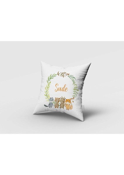 Orman Hayvanları ve Arkadaşları, Beyaz, Yeşil, Ithal Kumaş, Çocuk ve Bebek Odası Fon Perde - 1 Kanat fırsatları