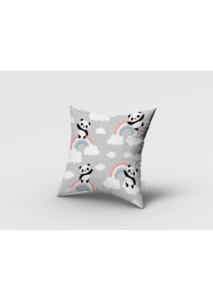 Gökkuşağı ve Panda, Gri, Beyaz, Ithal Kumaş, Çocuk ve Bebek Odası Fon Perde - 1 Kanat fırsatları