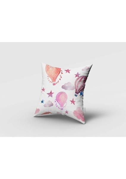 Renkli Balonlar, Beyaz, Mor, Turuncu, Ithal Kumaş, Çocuk ve Bebek Odası Fon Perde - 1 Kanat fırsatları