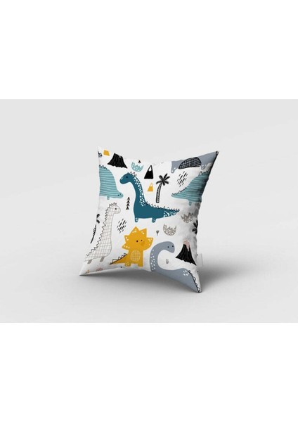 Iskandinav Stili Dinazorlar, Mavi, Sarı, Ithal Kumaş, Çocuk ve Bebek Odası Fon Perde - 1 Kanat indirimleri