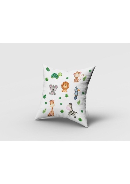 Orman Hayvanları, Beyaz, Yeşil, Ithal Kumaş, Çocuk ve Bebek Odası Fon Perde - 1 Kanat fırsatları