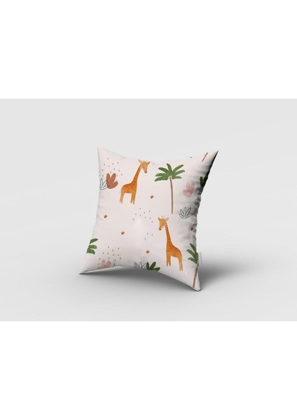 Sulu Boya Efektli, Zürafalar, Beyaz, Turuncu, Ithal Kumaş, Çocuk ve Bebek Odası Fon Perde - 1 Kanat fırsatları