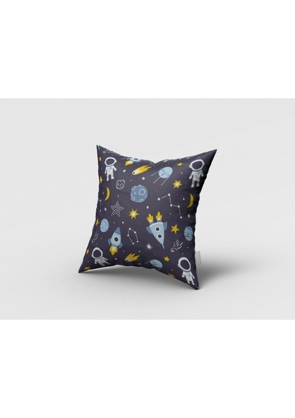 Uzay Gemisi ve Astronot, Siyah, Mavi, Çocuk ve Bebek Odası Fon Perde 1 Kanat fırsatları