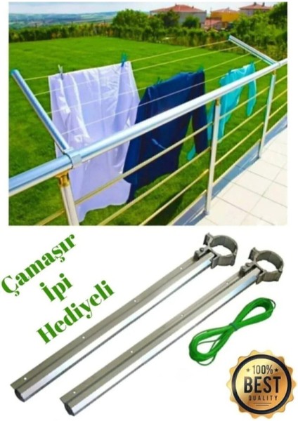 Alüminyum Alüminyum Balkon Çamaşır Askılığı Yuvarlak Korkuluklar Için (Çamaşır Ipi Hediyeli) Gümüş