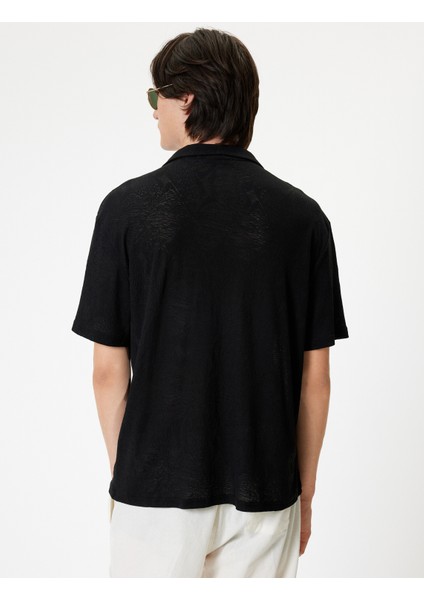 Kısa Kollu Gömlek Devrik Yaka Pamuk Karışımlı fırsatları