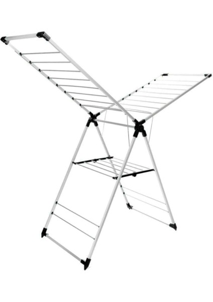 110 X 70 Cm Paslanmaz Alüminyum Çamaşır Kurutma Askısı Alüminyum Siyah