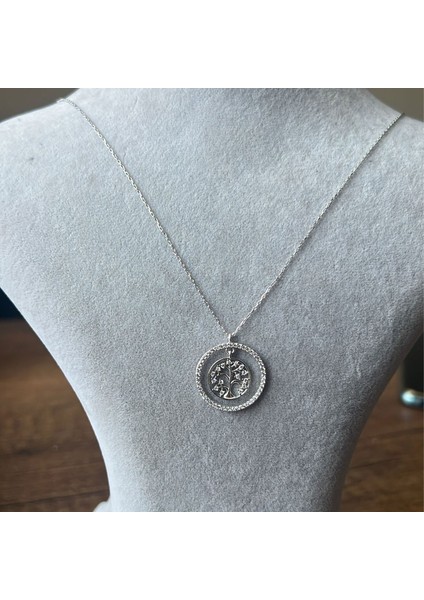 Hayat Ağacı 925 Ayar Gümüş Beyaz Renk Kolye modelleri
